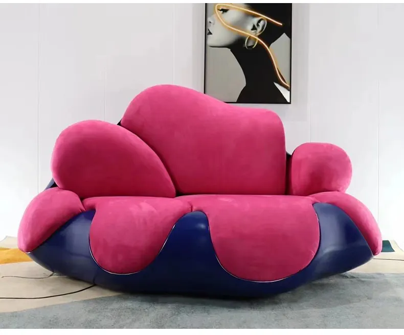 Brazilian Style Unique Designs Luxury 3 Seater Living Room Furniture Lazy Couch Velvet FRP Floor Bomboca Sofa