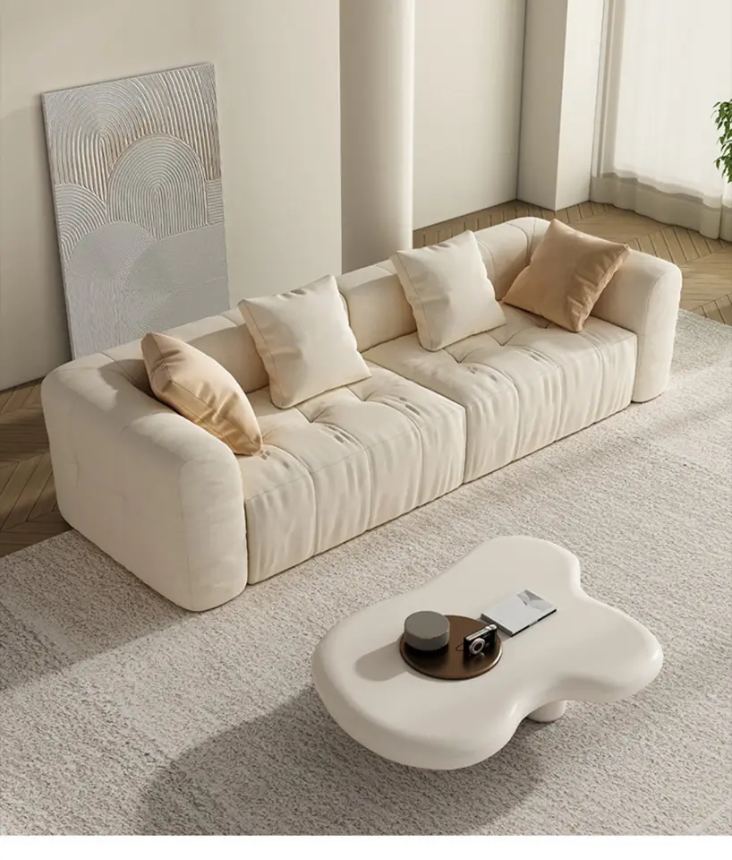 Velvet Fabric Modular Sectional Sofa Convertible Three Seat Leisure Sofa For Living Room Villa Bar Home Facilities