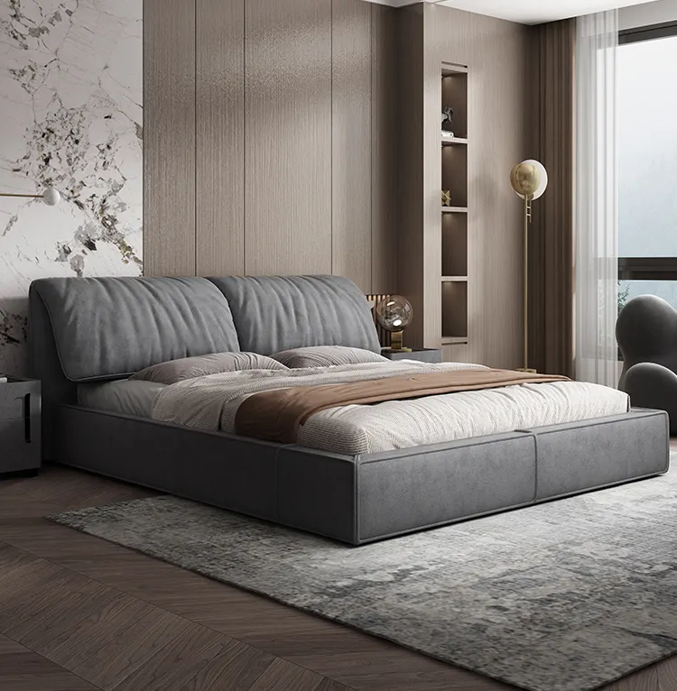 Modern light luxury technology cloth bed simple master bedroom queen bed tatami fabric double bed for bedroom furniture