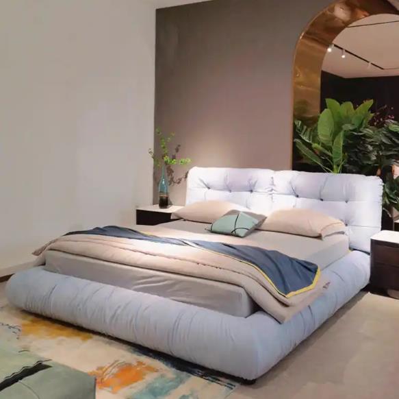 Cloud bed deerskin velvet down matte cowhide 1.8m double bed Italian minimalist light luxury white bedroom furniture