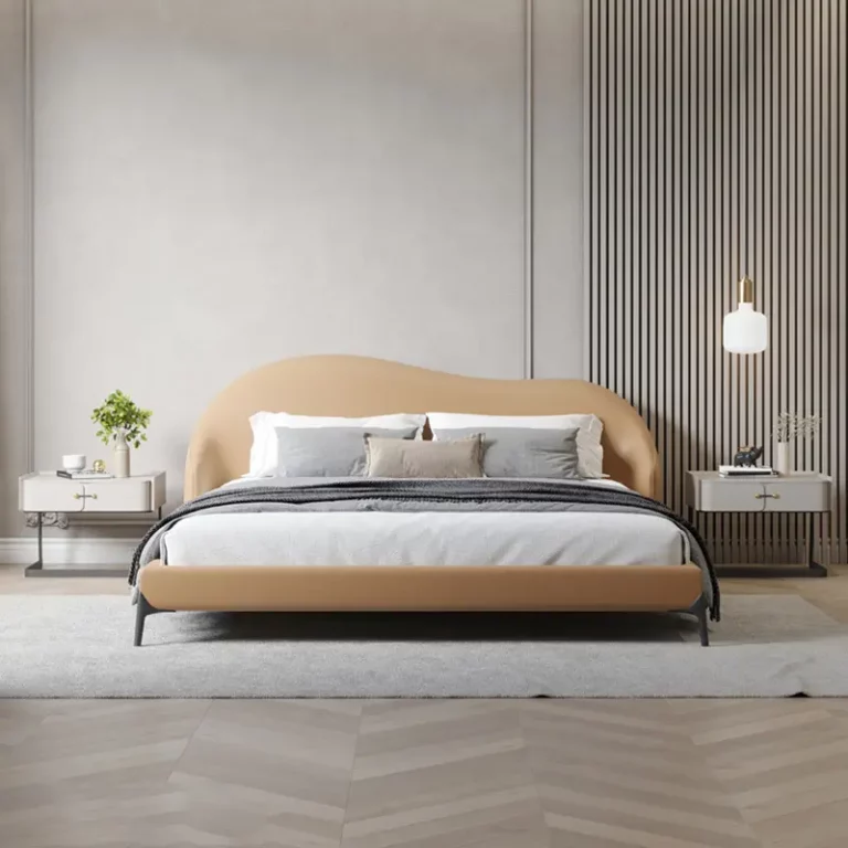 Italian minimalist light luxury technology fabric bed modern white bedroom furniture double bed bedroom set