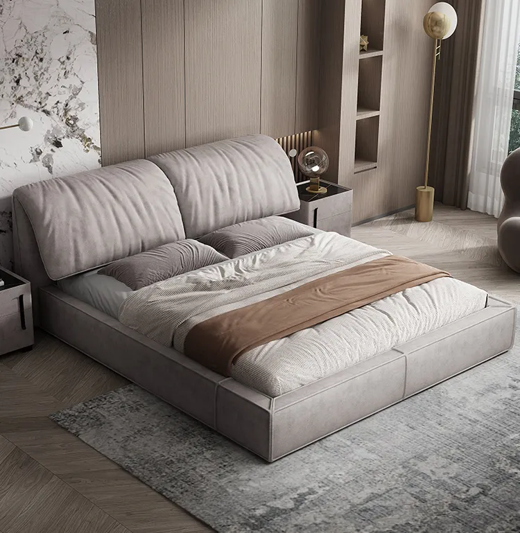 Modern light luxury technology cloth bed simple master bedroom queen bed tatami fabric double bed for bedroom furniture
