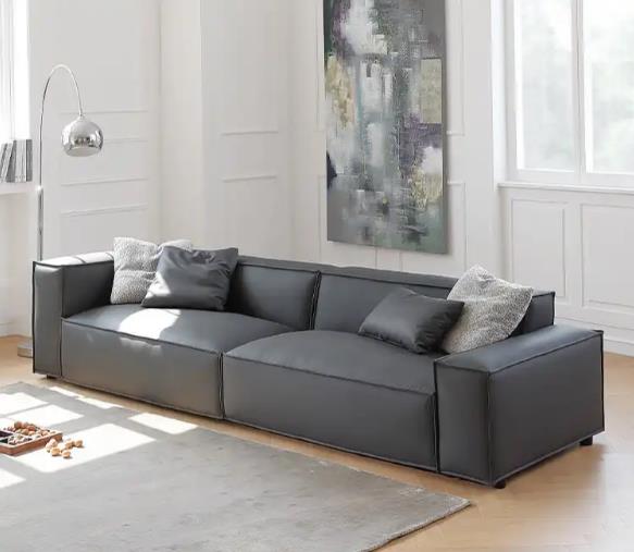 Italian minimalist silicone leather sofa Nordic modern leather sofa square in-line sofa for living room furniture
