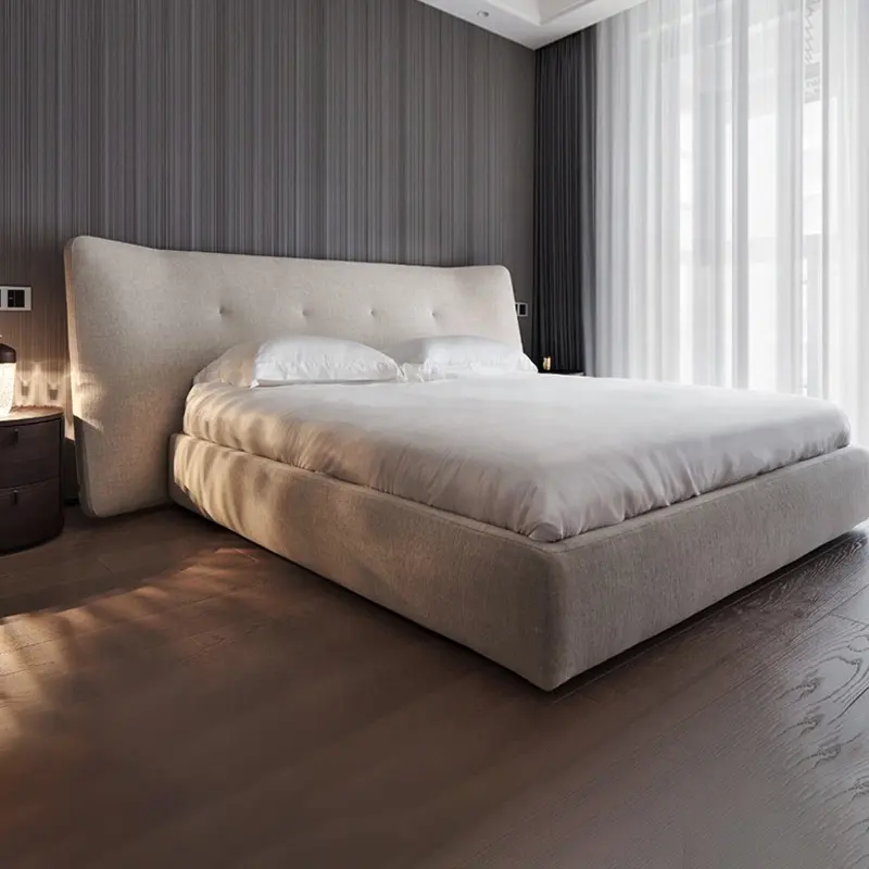 Luxury large headboard king size upholstered bed frame set design bedroom furniture