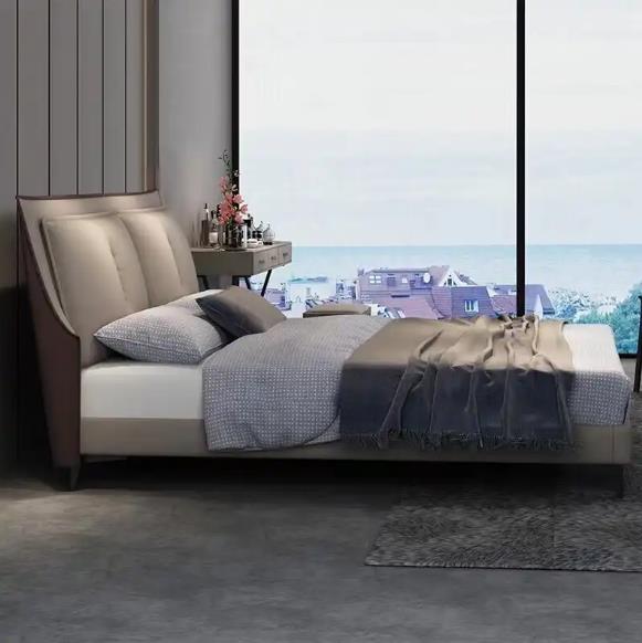 Luxury Italian Design Leather King Size Queen Size Bedroom Set Furniture Double Bed