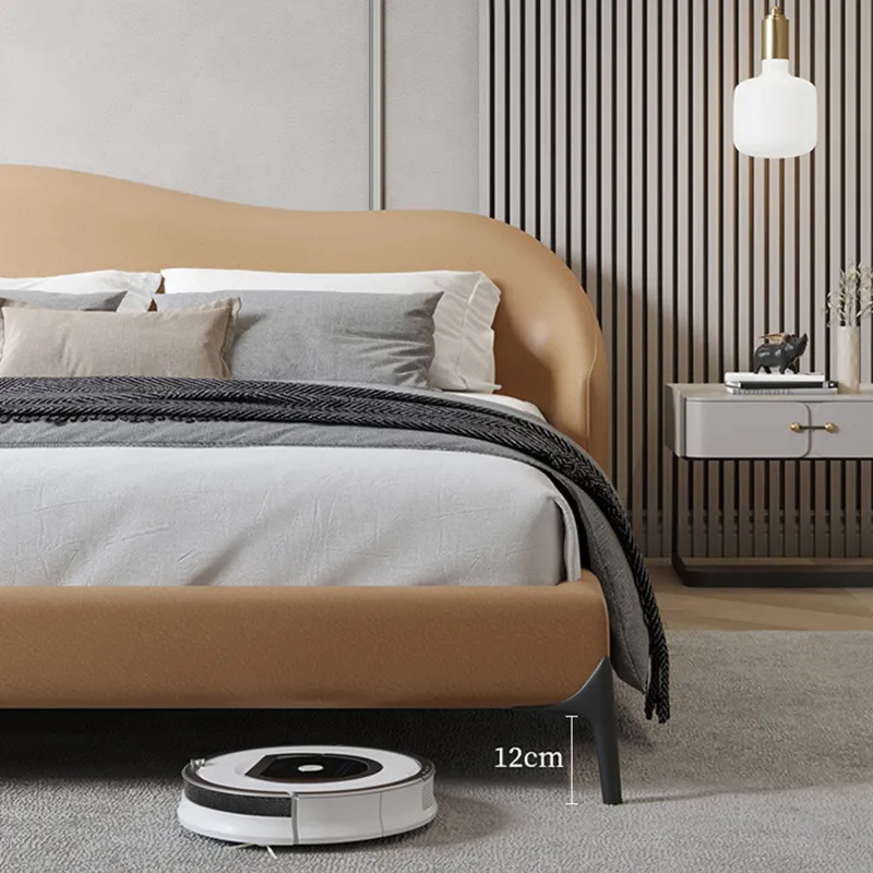 Italian minimalist light luxury technology fabric bed modern white bedroom furniture double bed bedroom set