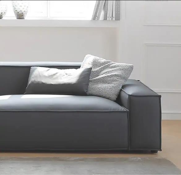 Italian minimalist silicone leather sofa Nordic modern leather sofa square in-line sofa for living room furniture