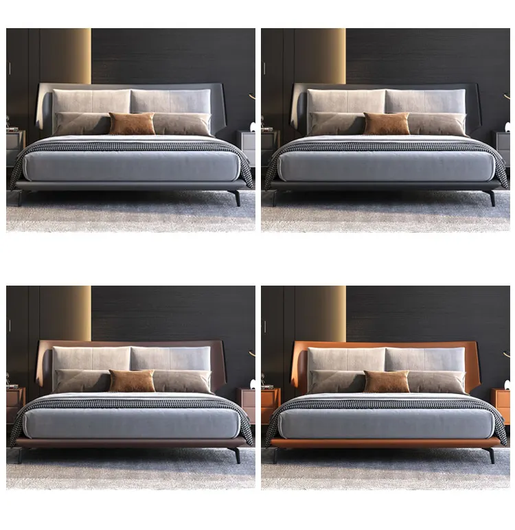 Italian technology fabric bed simple modern double bed light luxury atmosphere fabric bed for bedroom furniture