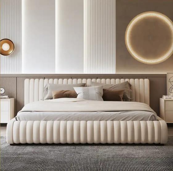 Modern minimalist fabric bed Nordic light luxury technology fabric bed tatami double french bed for bedroom furniture