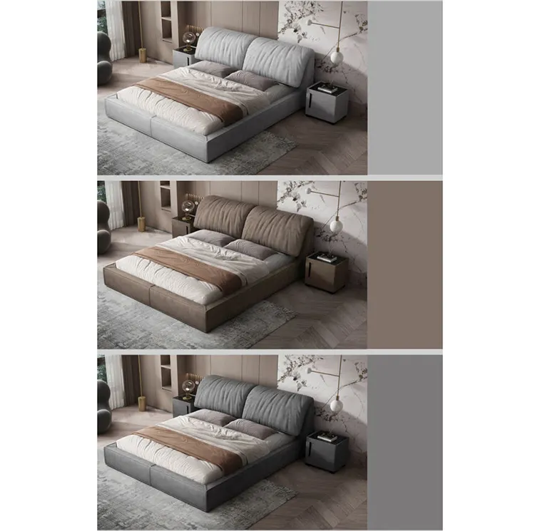 Modern light luxury technology cloth bed simple master bedroom queen bed tatami fabric double bed for bedroom furniture