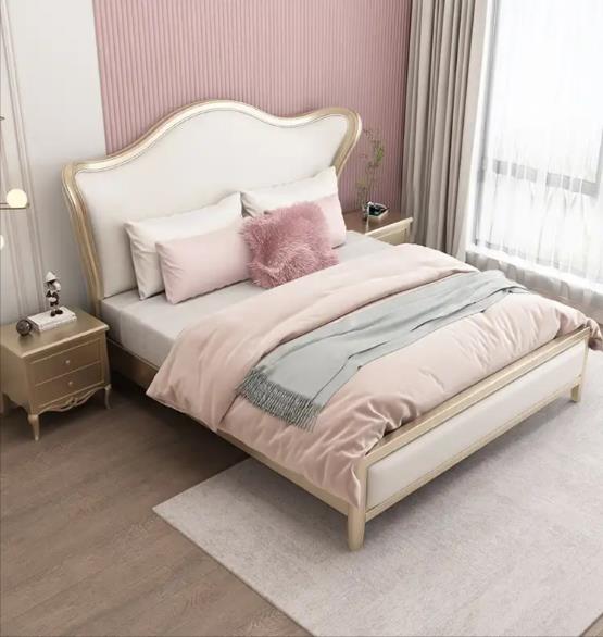 American light luxury solid wood bed double master bedroom French bed modern minimalist European bed for bedroom furniture