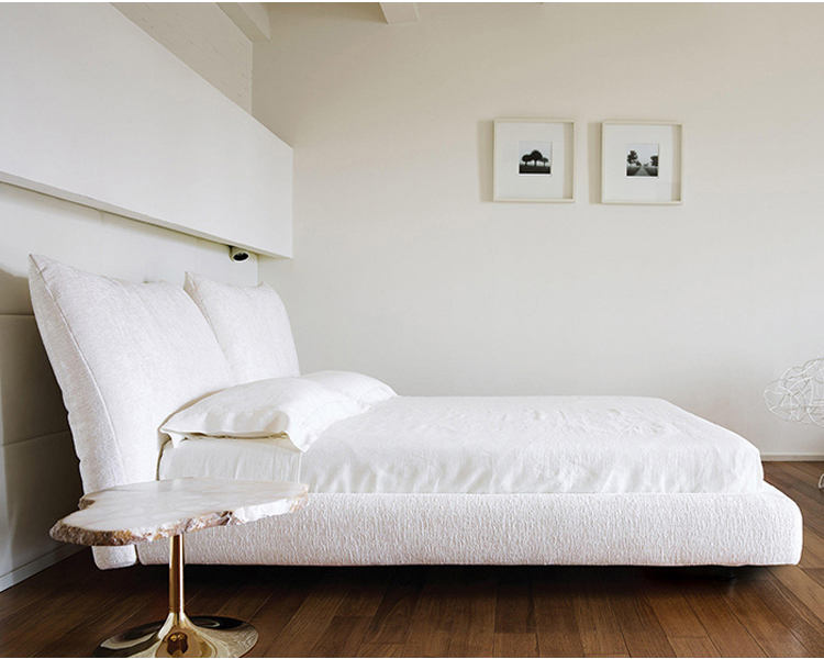Italian petal fabric bed modern minimalist design family light luxury furniture double for bed bedroom