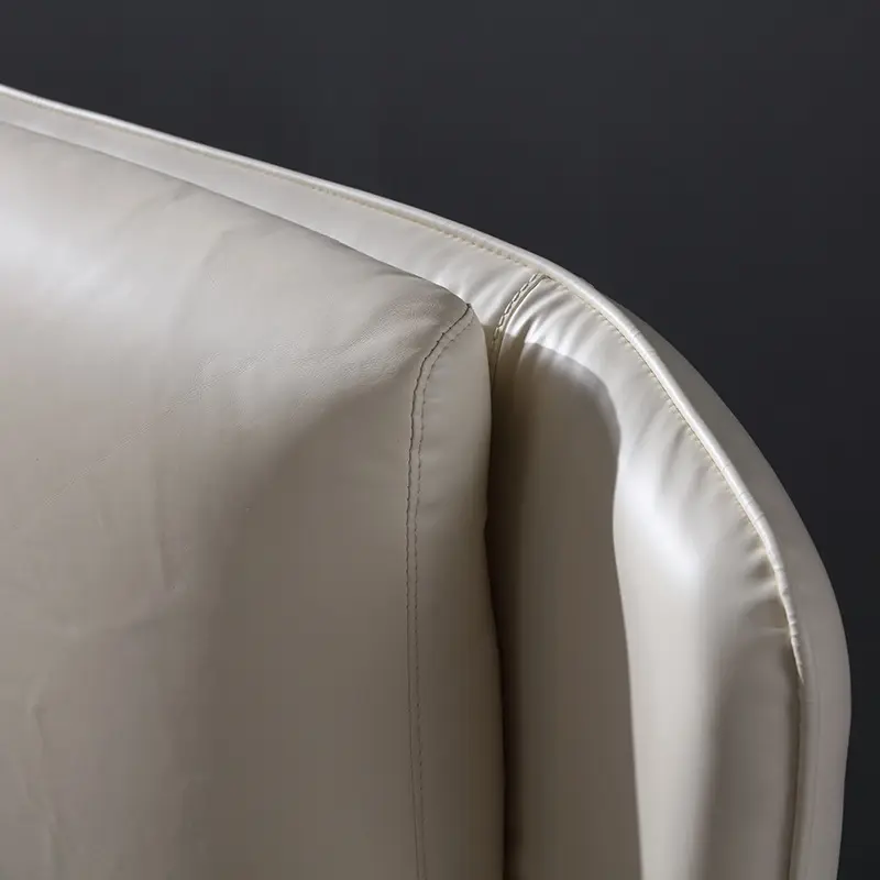 Italian minimalist leather bed Nordic light luxury double bed white leather bedroom furniture leather bed