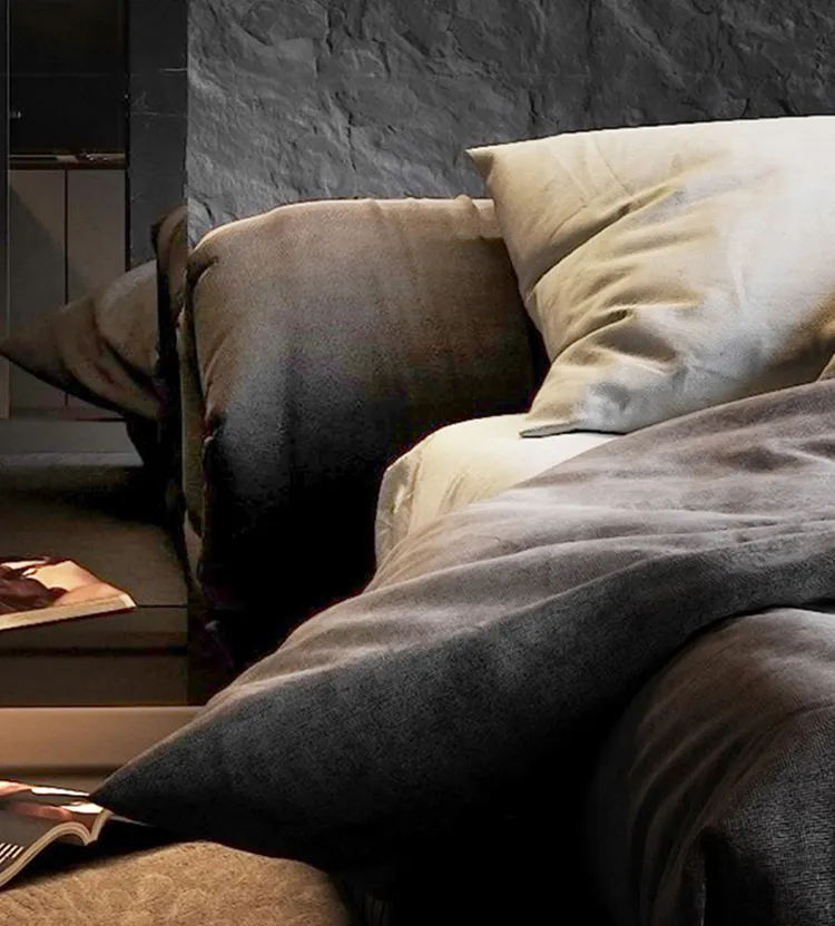 Nordic minimalist fabric bed light luxury designer king bed modern master bedroom double floor bed for bedroom furniture