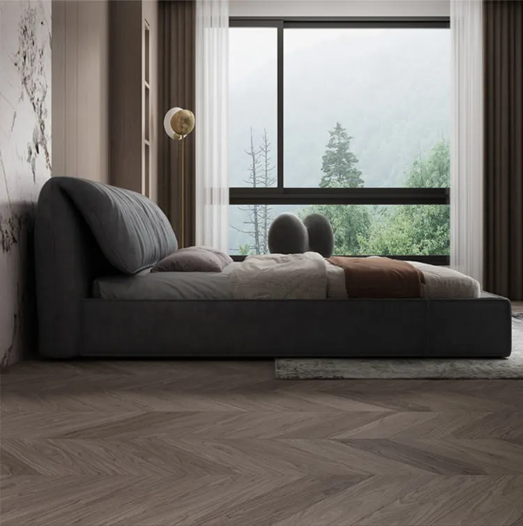 Modern light luxury technology cloth bed simple master bedroom queen bed tatami fabric double bed for bedroom furniture