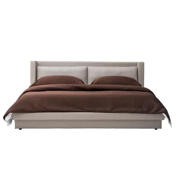 Nordic light luxury bed leather with soft sofa bed Nordic modern for bedroom furniture