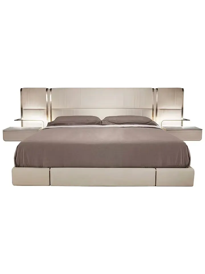 Luxury king size solid wood platform bed frame set furniture bedroom wholesale