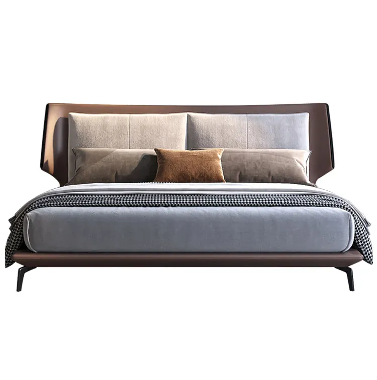 Italian technology fabric bed simple modern double bed light luxury atmosphere fabric bed for bedroom furniture