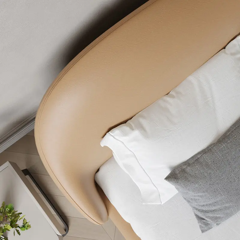 Italian minimalist light luxury technology fabric bed modern white bedroom furniture double bed bedroom set