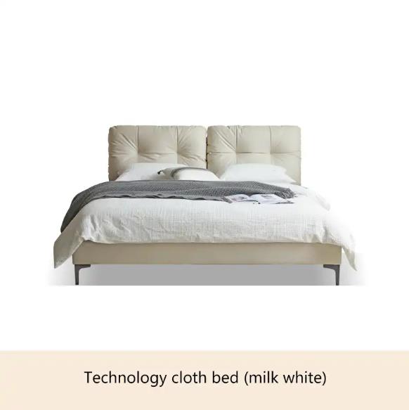 French Bed Light Luxury Fabric Modern Minimalist Technology Master Bedroom Upholstered Bed Headboard Cushion Double Bed