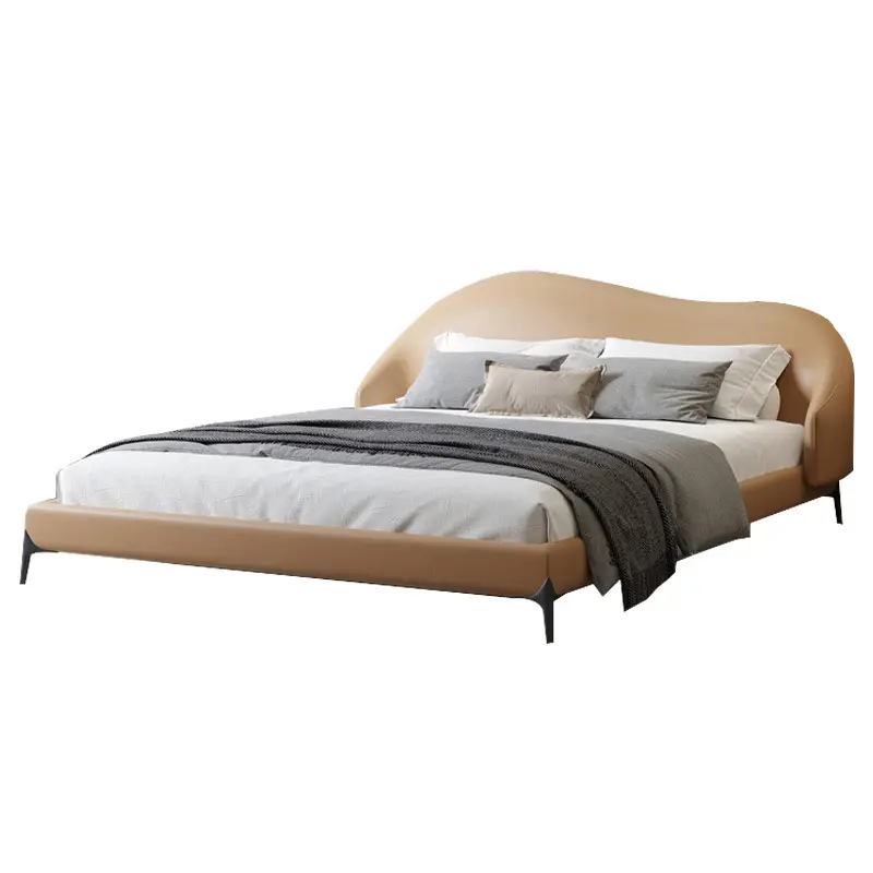 Italian minimalist light luxury technology fabric bed modern white bedroom furniture double bed bedroom set