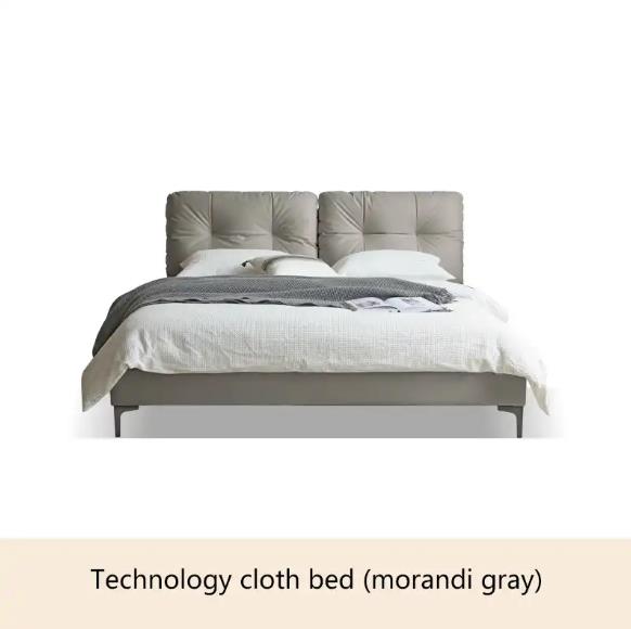 French Bed Light Luxury Fabric Modern Minimalist Technology Master Bedroom Upholstered Bed Headboard Cushion Double Bed